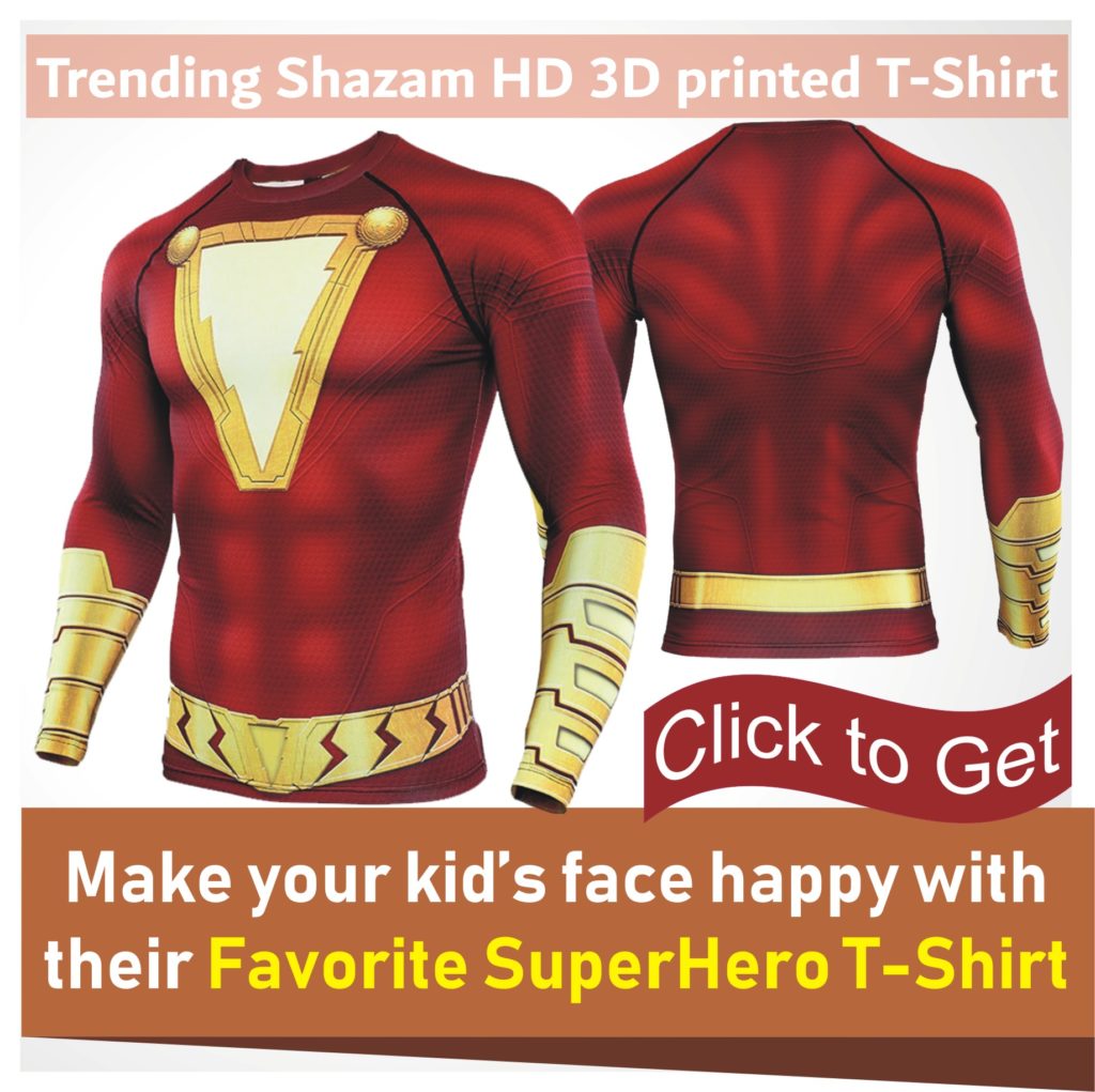 Shazam film T-Shirt for kids, and buy now in USA, UK