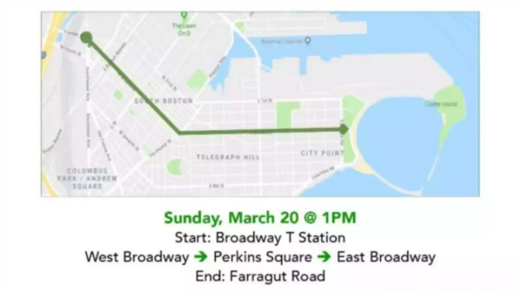 St. Patrick’s Day Parade 2022 Wallpaper and Image parade route in South Boston from Broadway MBTA Station to Farragut Road.