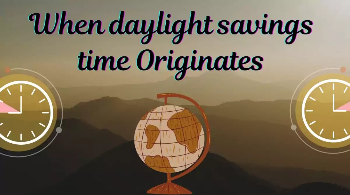 When daylight savings time originates, History globe with sun set picture
